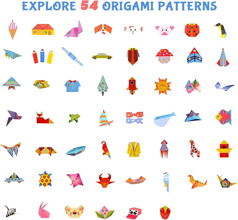 NISCHA Origami Kit for Kids Ages 5-16, 108 Sheets with 54 Patterns & Instruction Book | Origami Paper Kit for Beginners & Advanced | Arts & Crafts Toys for Girls & Boys Ages 8-12 | Birthday & Christmas Gifts - Image 2